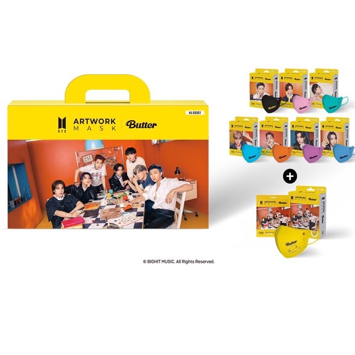 [Ready stok] BTS ARTWORK MASK - 'Butter' Edition JIMIN/JIN/J-HOPE/JUNGKOOK/RM/SUGA/V