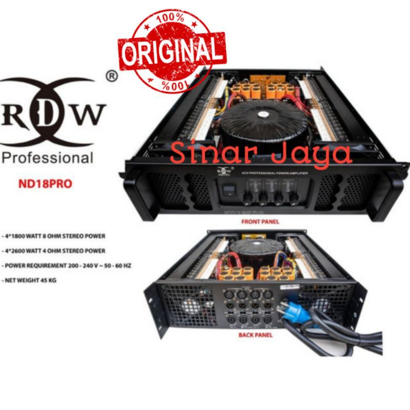 RDW ND18PRO ND 18PRO POWER AMPLIFIER ORIGINAL 4 CHANNEL 1800WATT