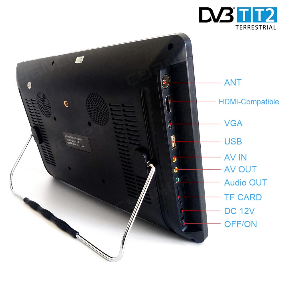 TV Digital Portable 12.1 inch NS-1003D - Televisi Digital DVB T-2 - Support Siaran Digital dan Analog [Sudah Termasuk Antena Digital]- Cocok untuk Nobar Dimana Saja!!!