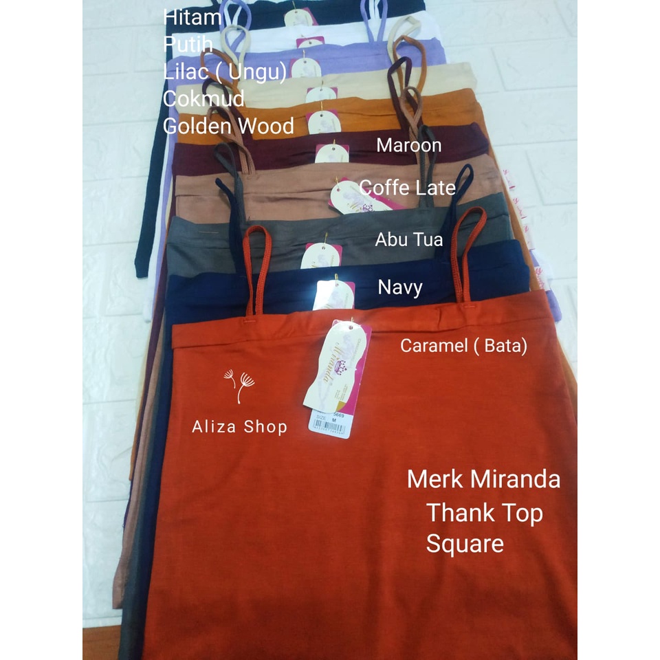 Tank Top Square Kemben Kotak Adem Bagus Tali kecil  Kaos Dalam Wanita Merk Miranda Size S - XXL 5669