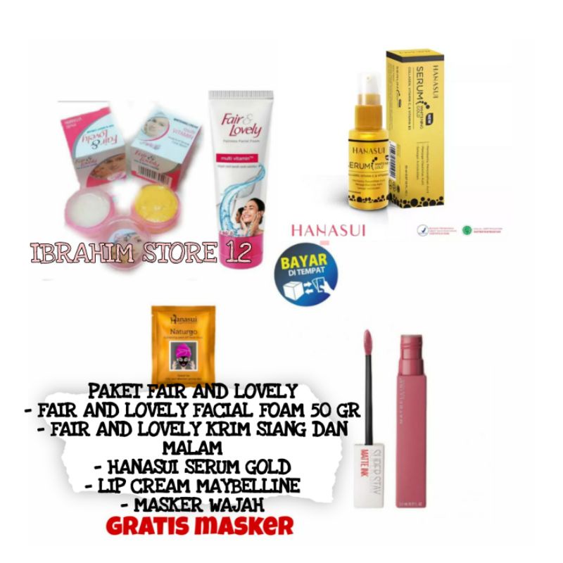 Promosi paket fair and lovely facial foam 50 G - Krim Siang Dan Malam - Lipcream Maybelline - Hanasu