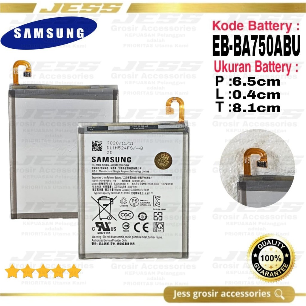 Baterai Battery Original Samsung Galaxy M10 &amp; M105F &amp; SM-M105F &amp; A10 &amp; A105F &amp; SM-A105F &amp; A7 2018 &amp; A750 &amp; SM-A750G Kode Batre EB-BA750ABU &amp; EB-BA750ABN