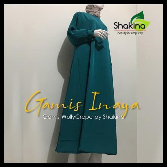 Gamis Shakina Crepe Wollycrepe Polos - Xl, Biru Elektrik