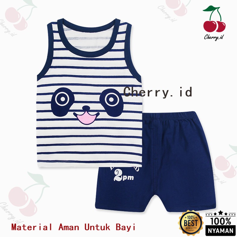 Cherry COD Setelan Bayi Tanpa Lengan / Setelan Kaos Anak Kutung / Singlet Bayi Import STL01