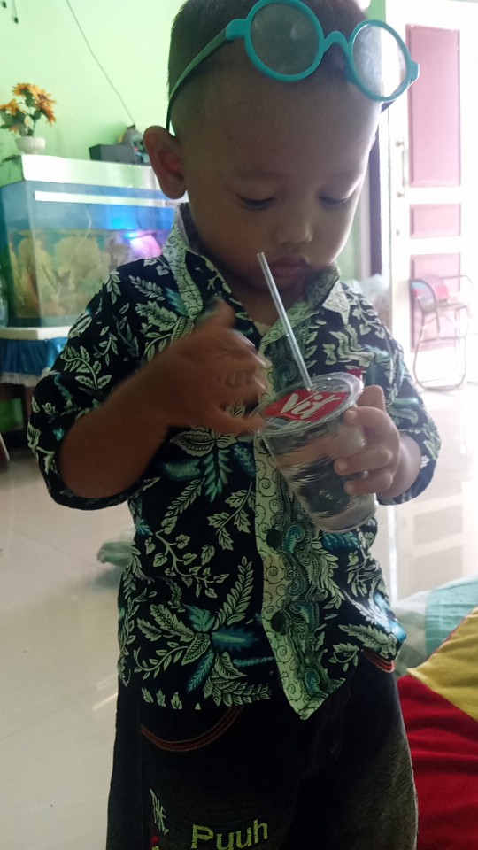 Baju Batik Couple Gamis Jumbo Murah Pasangan Modern Muslim | Klyn - 005 Cg Blarak Biru Nirmala