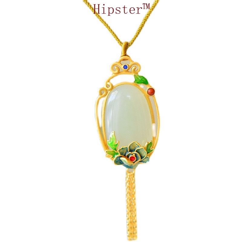 Necklace Female Accessories Enamel Hotian Jade Pendant