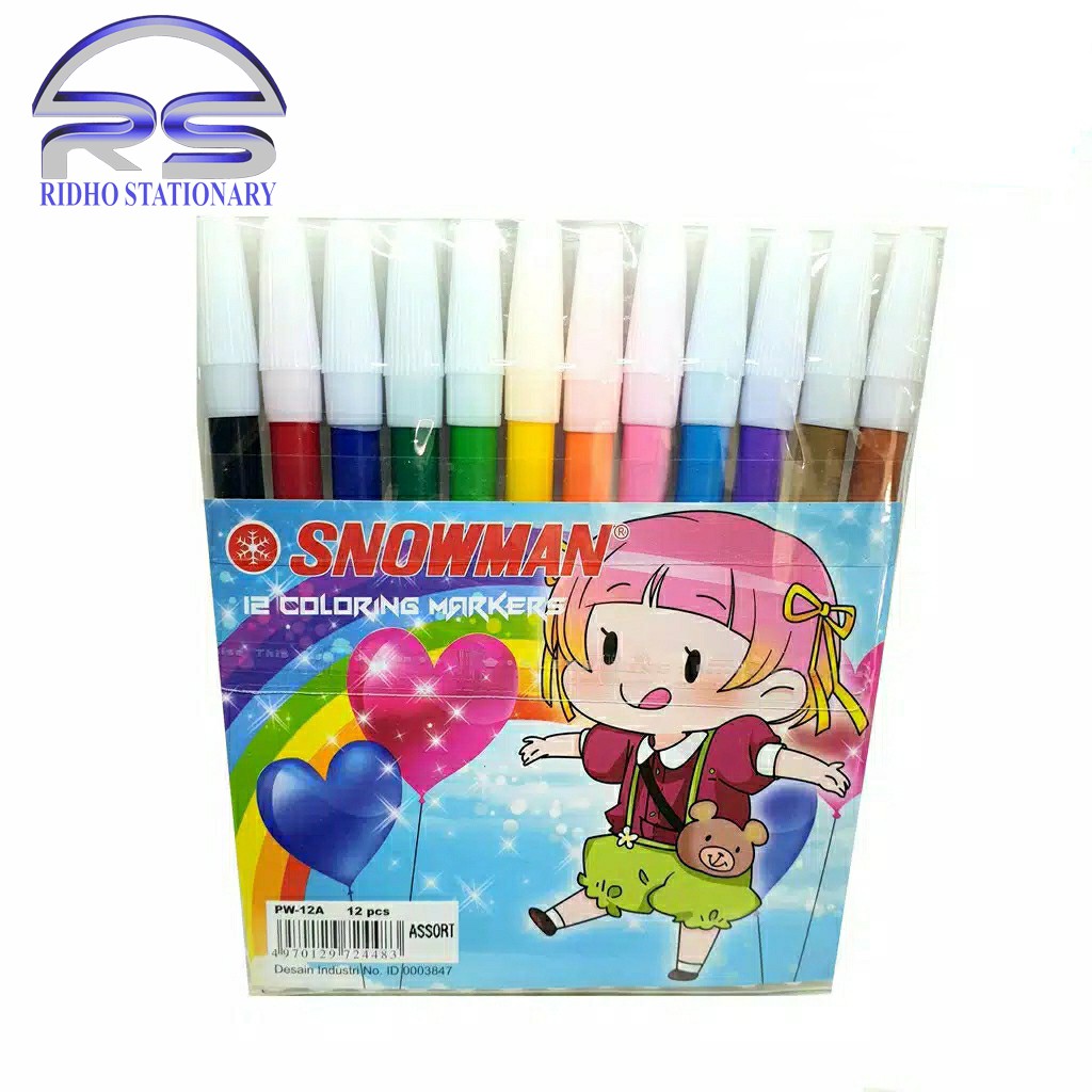 

Spidol 12 warna SNOWMAN KECIL