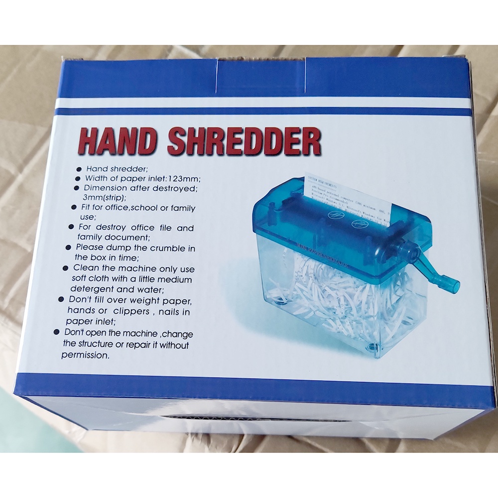 Alat Penghancur Kertas Mini Manual Paper Shredder Portable 4.5L