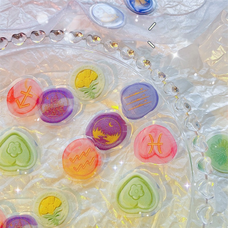 12pcs Stiker Segel Lilin Kristal Epoxy Gaya Vintage