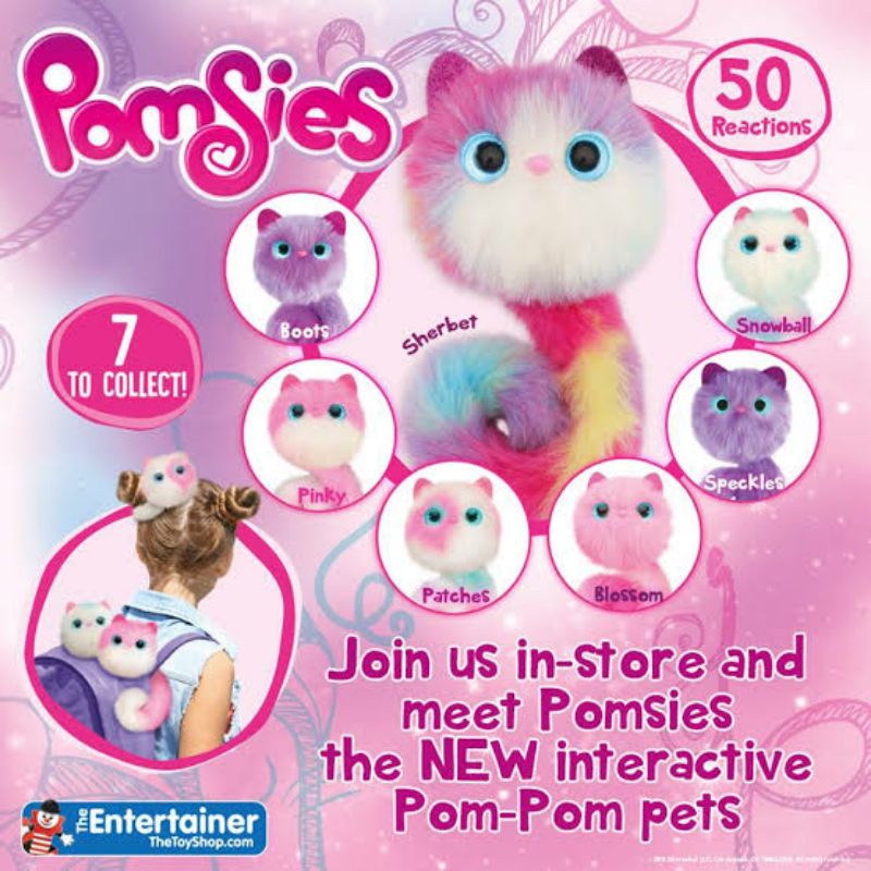 ori original pomsies plush lulu boneka mainan anak perempuan hewan anjing puppy sound light bunyi nyala pom pom pompom pets pet interactive fluffy interaksi bayi