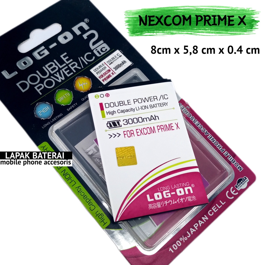 LOG - ON Baterai Nexcom Prime X Double IC Protection Battery Batre