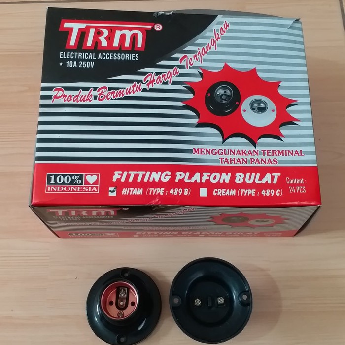 Fitting Tempel Plafon Lampu Bulat Hitam