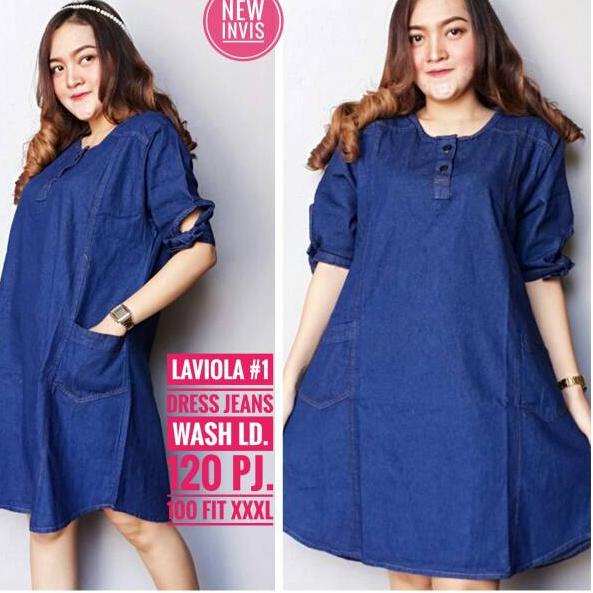 [PRODUK QKWSG] Laviola #1 polos dres dress daster homedress homewear jeans denim jumbo pakaian fashi