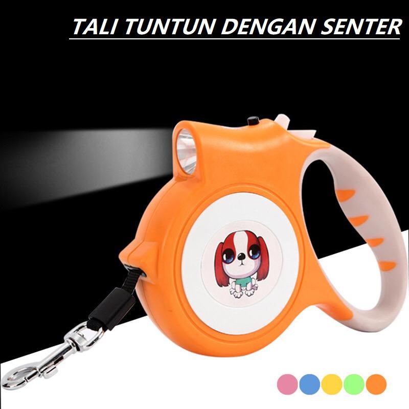 PH.Medan Tali Tuntun Anjing Retractable dengan Lampu Senter LED