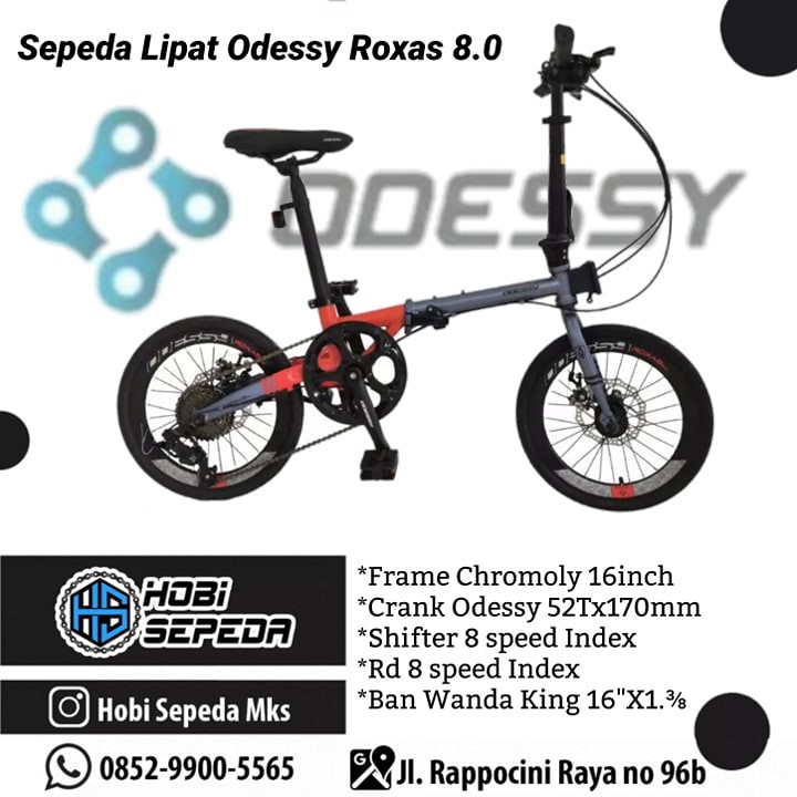 Sepeda Lipat ODESSY ROXAS 8.0 Ban 16inci dengan Model Keluaran Terbaru