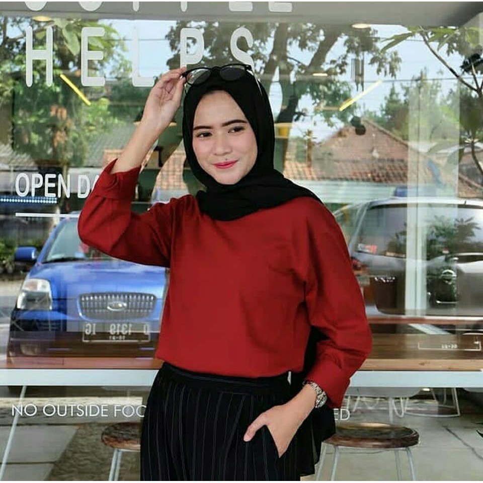 BASIC LONGSLEEVE WARNA MERAH MAROON - KAOS LENGAN PANJANG