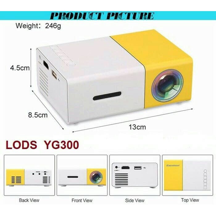 Mini Projector LED | Proyektor | Projektor YG300 | Mini Theater KUNING