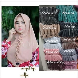 Hijab Instan Rampel Dagu Wolfis Grade A (Sekilo Muat 12 Pcs)