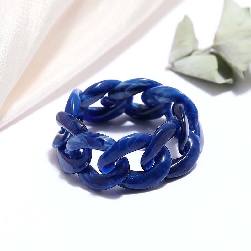 Jelly Color Chain Ring Simple Personality Acrylic Resin Ring Dating for Women Accessories Dating Gifts