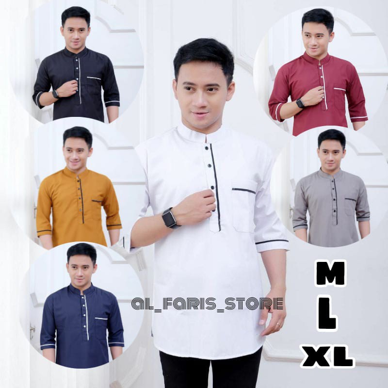baju Koko kurta lengan 3/4 ,baju Koko pria,fashion muslim pria,kurta pakistan