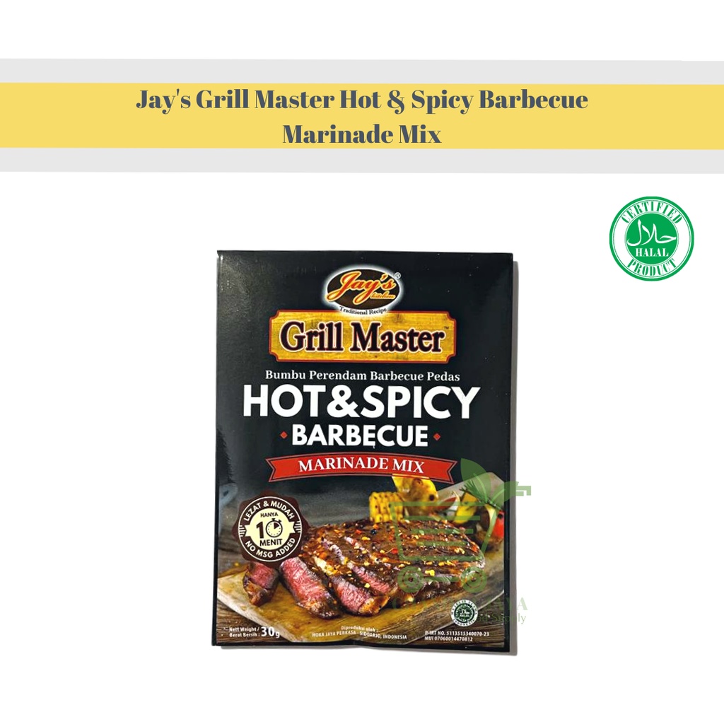 

Jay's Grill Master Hot & Spicy BBQ Marinade 30gr Seasoning - Bumbu Marinasi Pedas