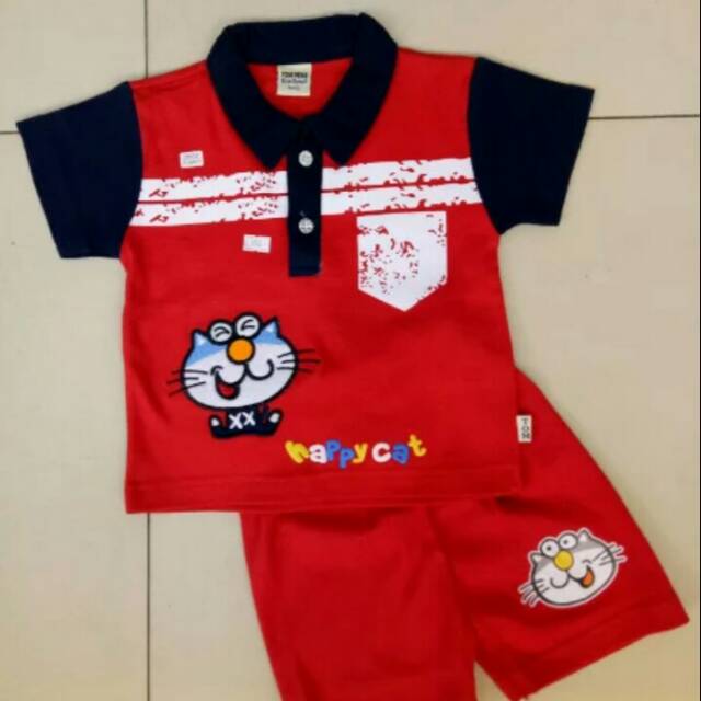 Setelan baju anak laki laki pake kerah