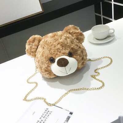 Tas Bulu Selempang Teddy Bear Tas Boneka Kepala Teddy Bear Tas Kekinian Tas Perempuan