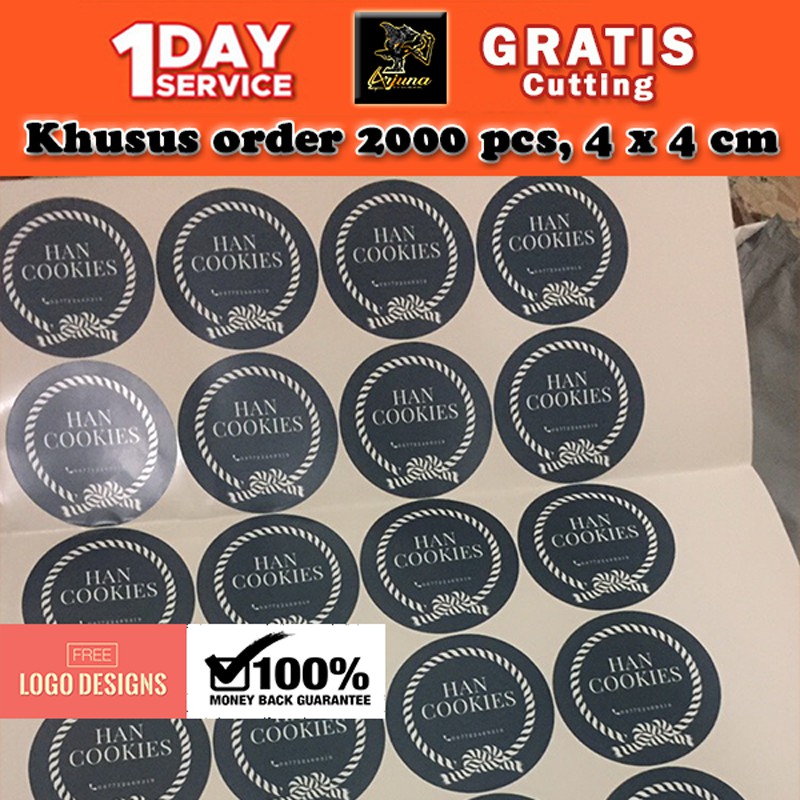 

FLS2-30 SBC 4 Paket 2000 Pcs Cetak Stiker Bulat Uk. 4 x 4 cm Desain Custom Sticker Free Logo Design