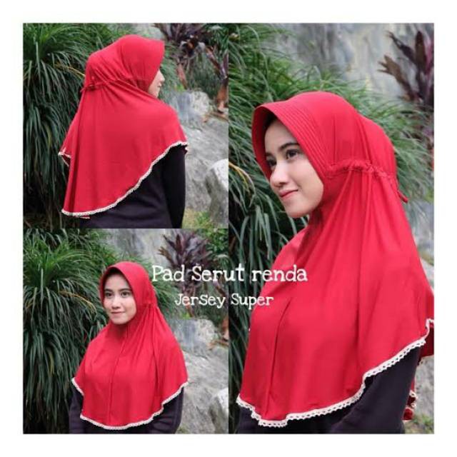 Serut Polos Lace Jilbab Instan Langsung Size Standart Bahan Lycra Spandex Harian