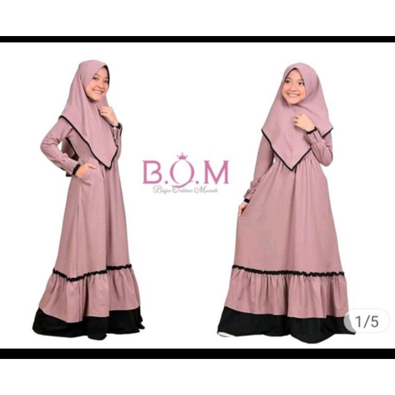 pola instan/pola jiplak gamis anak+jilbab