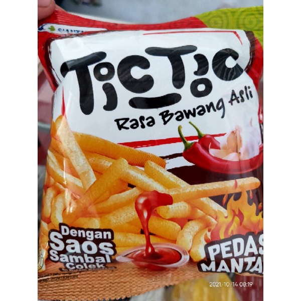 

snack tictic rasa bawang asli plus saos sambal pedas mantap