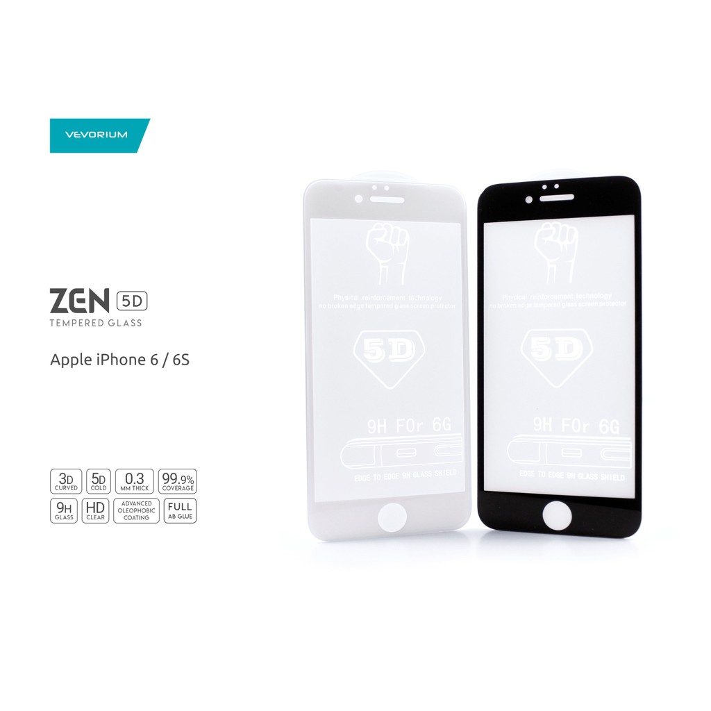 [SALE] VEVORIUM ZEN 5D Cold Apple iPhone 6 6S Full Cover 3D Curved Tempered Glass