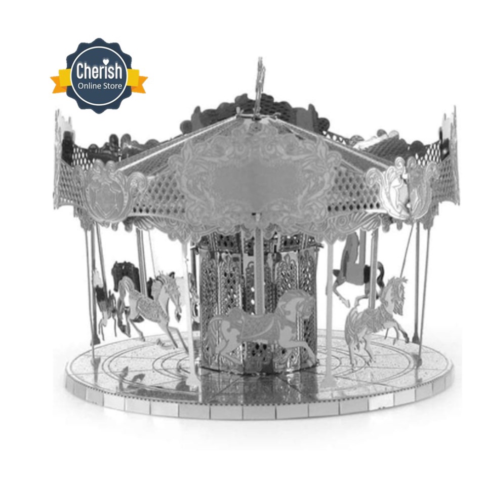 Puzzle 3D Metal MERRY GO ROUND Miniatur Pajangan Komedi Putar MB-041