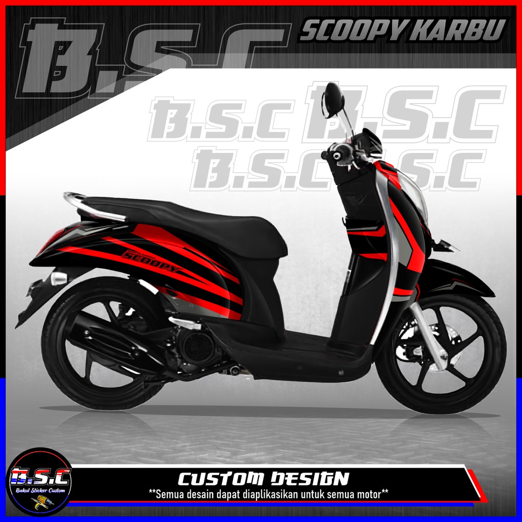 Sticker Decal FULL BODY Scoopy Karbu Scoopy Old Motif Simple Strip Red