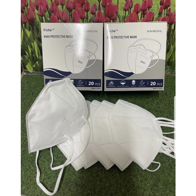 FLASH SALE MASK - MASKER KN95 FICHE HIJAB PUTIH ISI 20 KN95 5PLY