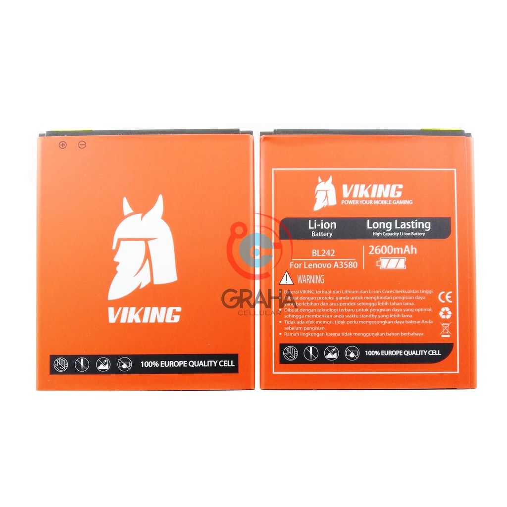 BATERAI / BATTERY / BATRE LENOVO A6000 / A6010 / BL-242 VIKING DOUBLE POWER