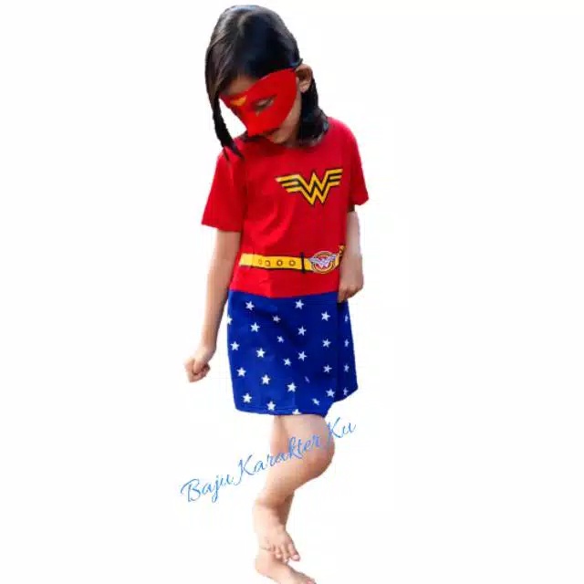 KOSTUM DRESS ANAK PEREMPUAN WONDER WOMAN WW DRESS ANAK USIA 2-10 TAHUN