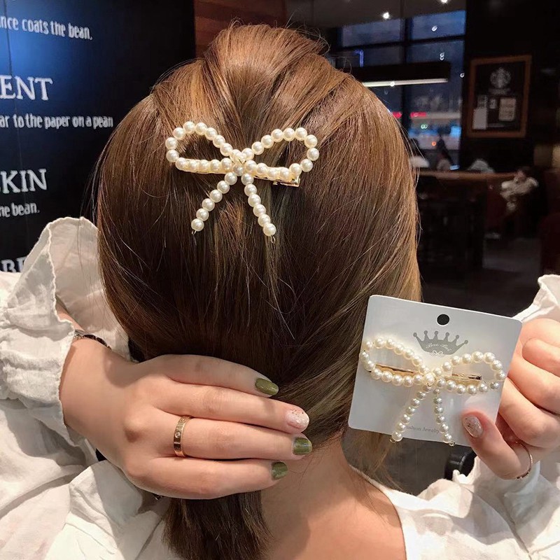 Jepit Rambut Model Mutiara Gaya Korea untuk Wanita Cute Hair Clip