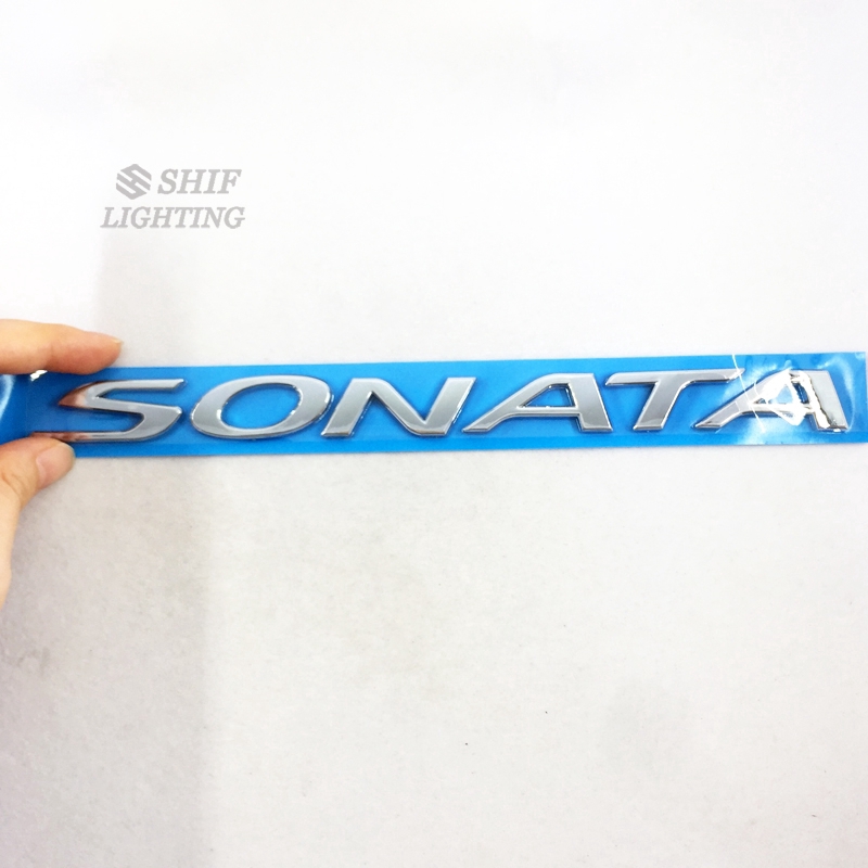 1Pc Stiker Emblem Motif Tulisan 'Sonata' Bahan ABS Warna Chrome untuk Mobil Hyundai