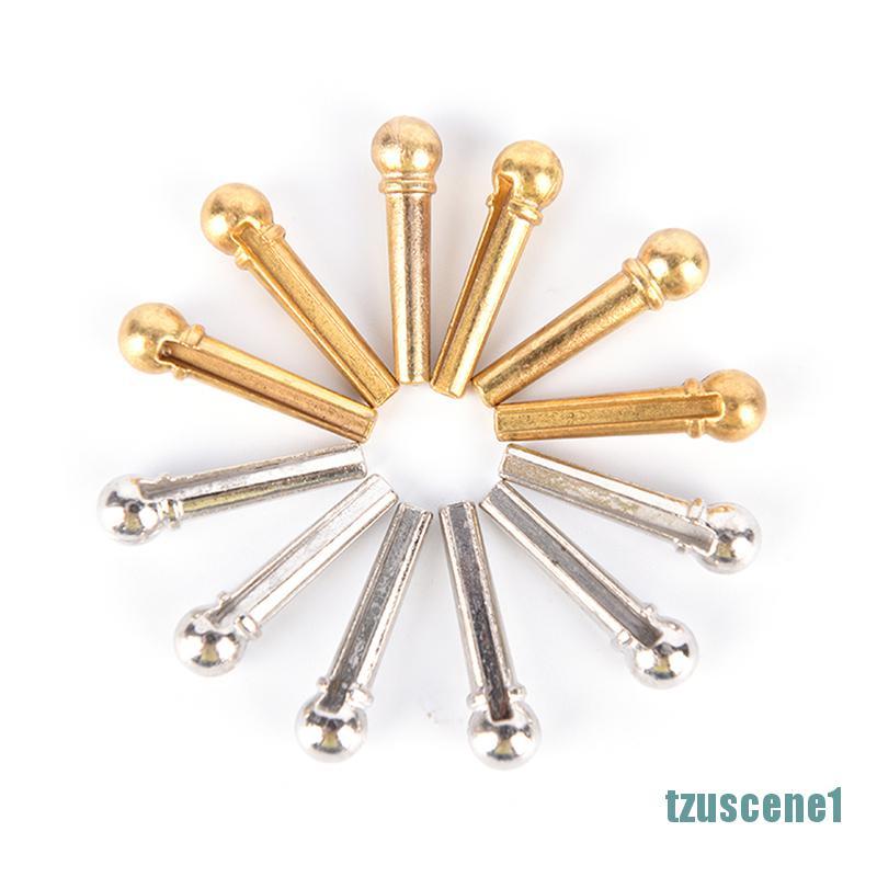 ❤adornmentno1❤ 6pcs Metal Bridge Pin Folk Acoustic Guitar String Pin Peg Nail silver/gold color