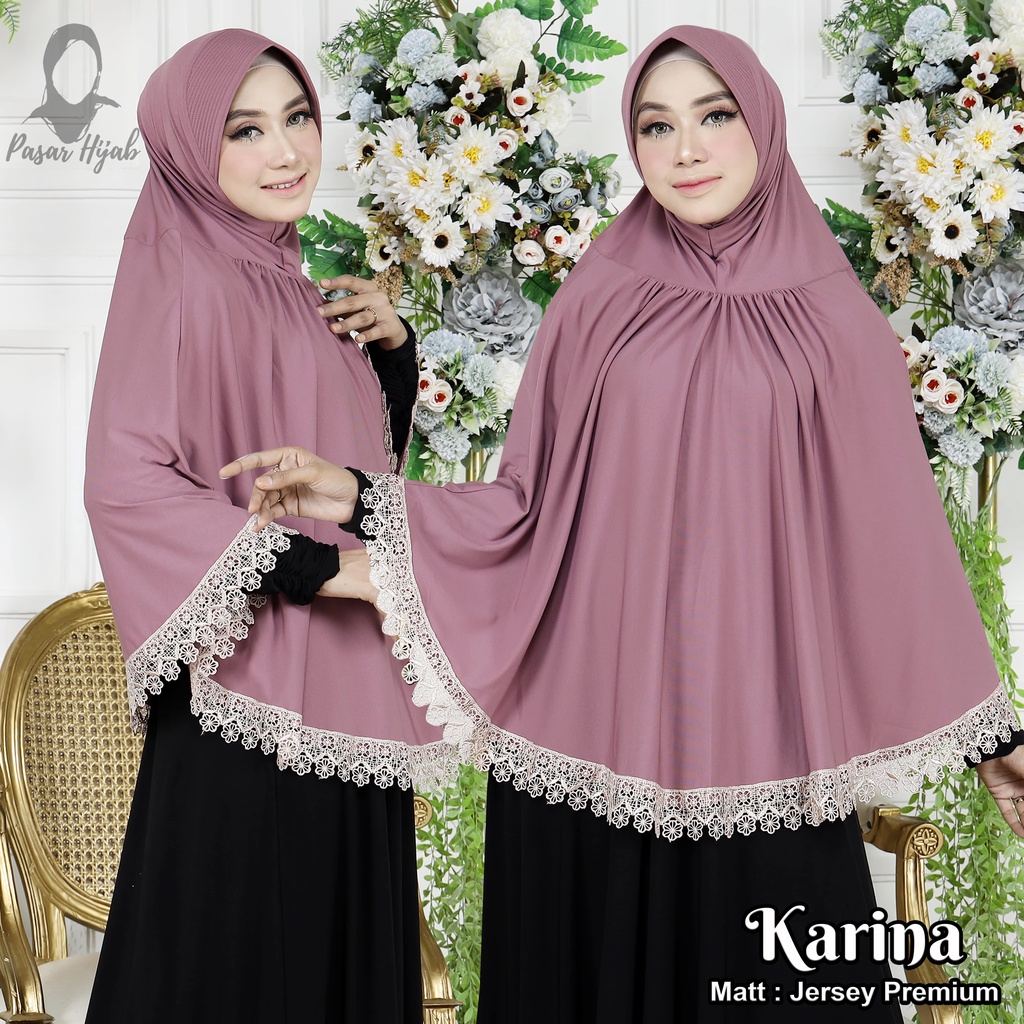 Jilbab Insan Karina Jumbo Renda Hijab Instan Jersey Premium Kerudung Bergo Pasar Hija'b