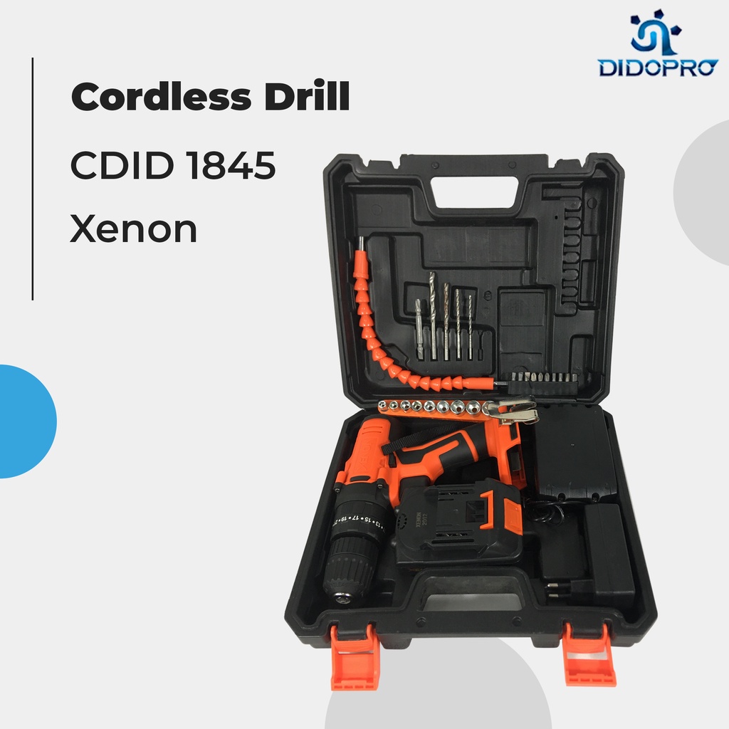 XENON CDID1845 Mesin Bor Beton 18volt Cordless Impact Drill including Accessories Set