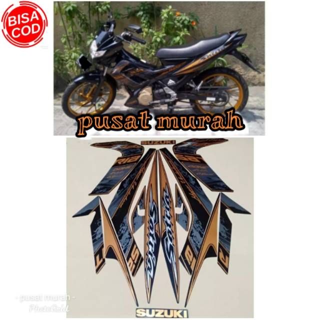 STIKER STRIPING & LIS BODY SATRIA FU BARONG 2011 2012 SE SPESIAL EDITION HITAM GOLD STANDAR