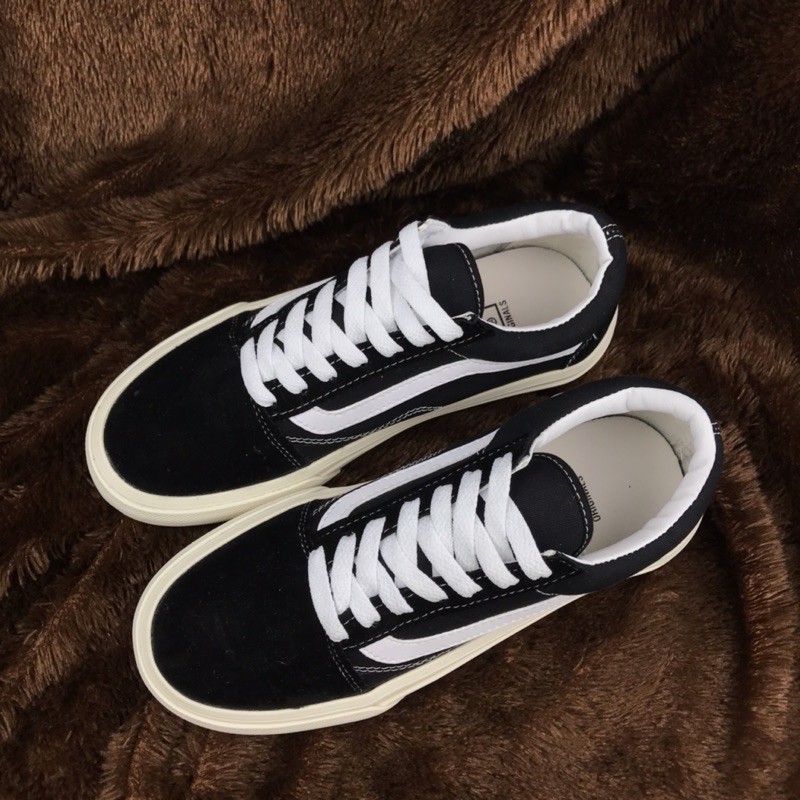 (COD GRATIS PAPER BAG) SEPATU VANS OLD SKOOL OG  MONO DOUBLE FOXING BLACK WHITE