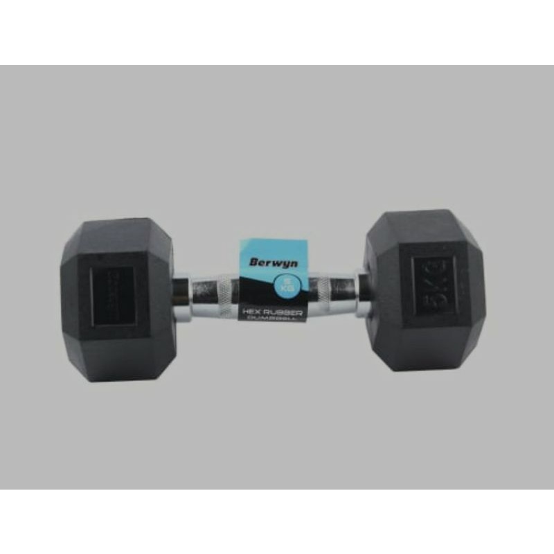 BERWYN DUMBBELL 2 &amp; 5KG HITAM/ACE BARBEL KARET HEXAGONAL 2&amp;5 KG/ACE HEX RUBBER  DUMBBELL 5KG BLACK