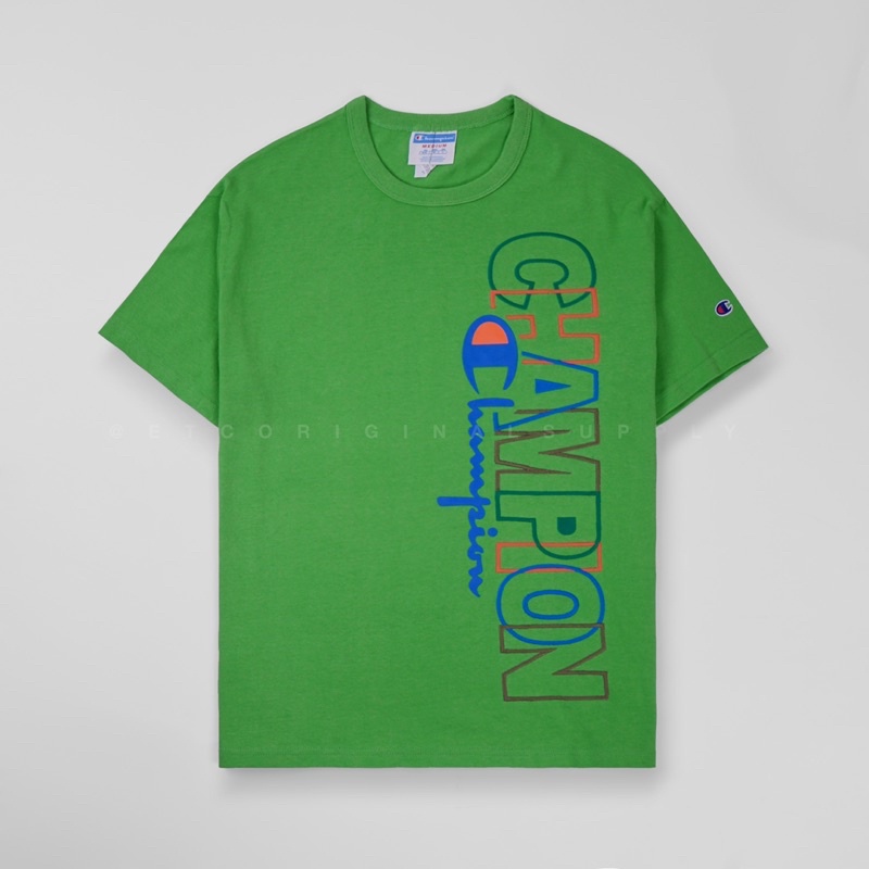 CHMPN SA Tshirt Vertical Signature Embroiderry Green