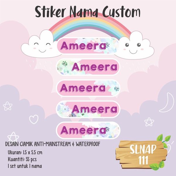 

terbatas sticker label nama anak kartun girl cute flower pink spring SLNAP-111 Diskon