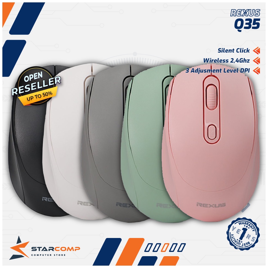 Jual Rexus Q35 Wireless Silent Click Office Mouse | Shopee Indonesia