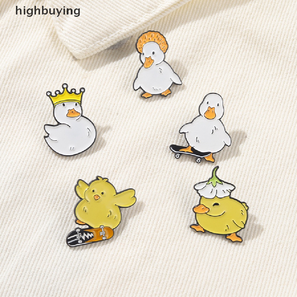 Hbid Bros Pin Enamel Desain Hewan Angsa / Bebek / Ayam / Sepatu Roda