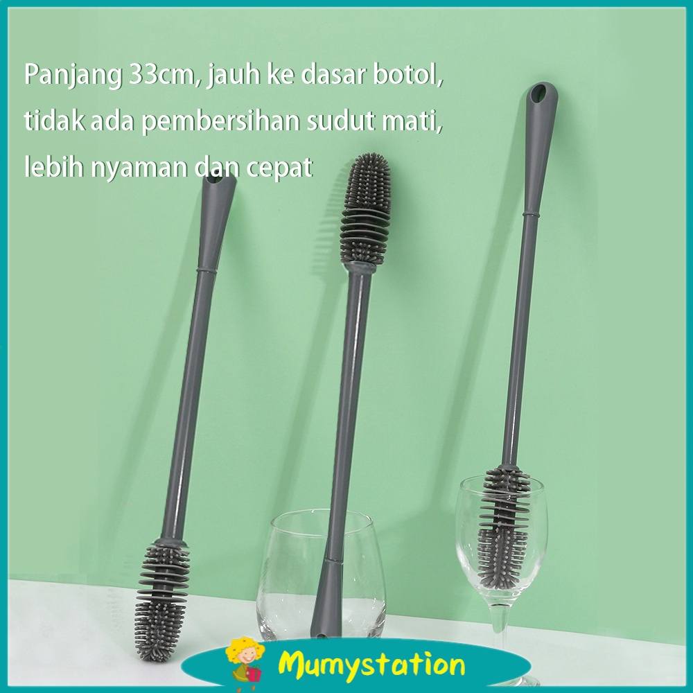 Mumystation sikat pembersih botol susu bayi/sikat botol dot silikon panjang